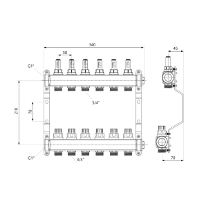 Колектор з витратомірами Thermo Alliance Standart 1" 6 виходів SD0046 №3