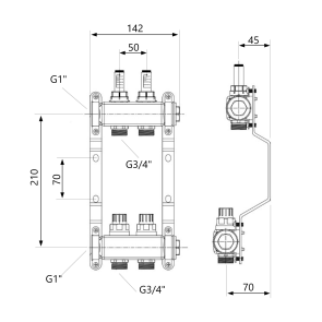Коллектор с расходомерами Thermo Alliance Standart 1" 2 выхода SD0042 №2
