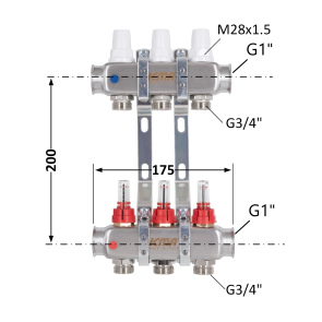 Колектор з витратомірами (нерж.) 1"х3 Icma № К073 №2