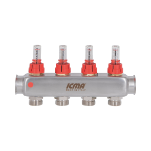 Колектор із витратомірами (нерж.) 1"х4 Icma № К073 №10