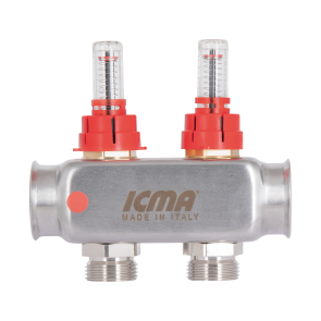 Колектор Icma № К073 з витратомірами (нерж.) 1" х 3/4" на 2 виходи №16