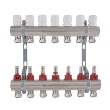 Коллектор латунный с расходомерами и евроконусами Thermo Alliance Standart 1" на 7 выходов TAS235W7E