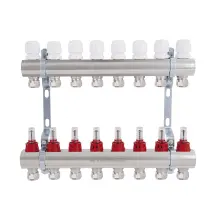 Колектор латунний з витратомірами та євроконусами Thermo Alliance Standart 1" на 8 виходів TAS235W8E