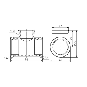 Редукционный тройник Thermo Alliance Forte 3/4"х1/2"х3/4" ВВ SF362201520 №2