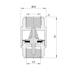 Обратный клапан Thermo Alliance Forte 1/2"ВВ никелированный с латунным штоком TAF240W15 №6