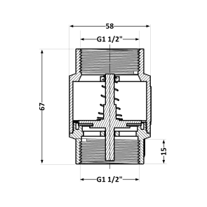 Зворотний клапан Thermo Alliance Standart 1 1/2"ВВ із латунним штоком TAS240W40 №3