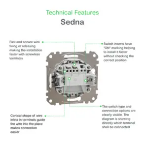 Одноклавишный выключатель 10А-250В, Белый, Sedna Design SDD111101 комплект 10 шт №8