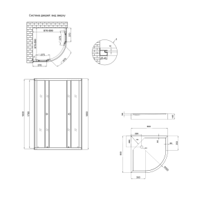Lidz Набор: Душевая кабина Latwa SC90x90.SAT.LOW.DGR, полукруглая, стекло тонированное 4 мм + Душевой поддон Kapielka ST90x90x14 №2