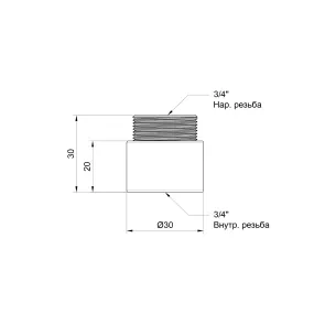 Подовжувач Thermo Alliance Standart 20х3/4" хром SD1302020 №8