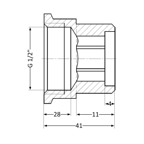 Подовжувач латунний Thermo Alliance Standart 1/2"ВЗ, L=30 мм SD4221530 №2