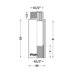 Удлинитель хромированный Thermo Alliance Forte 1/2", L=10 мм TAF1301510 №2