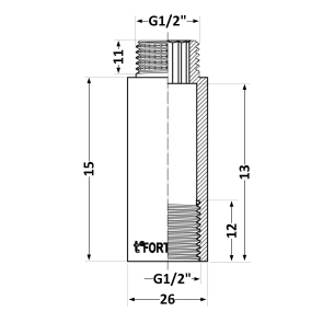 Удлинитель хромированный Thermo Alliance Forte 1/2", L=15 мм TAF1301515 №2