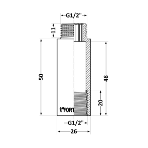 Удлинитель хромированный Thermo Alliance Forte 1/2", L=50 мм TAF1301550 №3