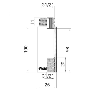 Thermo Alliance Forte Подовжувач хромований 1/2"ВЗ 100 мм TAF13015100 №4