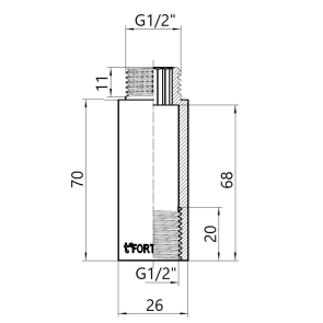 Thermo Alliance Forte Подовжувач хромований 1/2"ВЗ 70 мм TAF1301570 №4