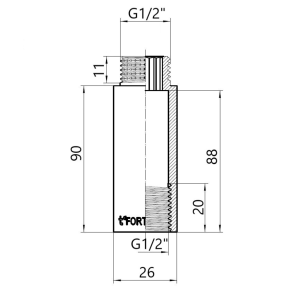 Thermo Alliance Forte Подовжувач хромований 1/2"ВЗ 90 мм TAF1301590 №4