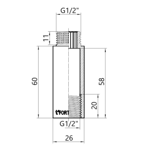 Thermo Alliance Forte Подовжувач хромований 1/2" ВЗ 60 мм TAF1301560 №4
