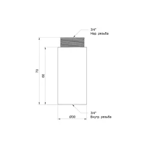 Удлинитель Thermo Alliance Standart 60х3/4" хром SD1302060 №2