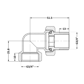 Сгон-американка Thermo Alliance Base 3/4"ВЗ никель, угловой SD191W20 №6
