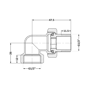 Згін-американка Thermo Alliance Standart 1/2"ВЗ нікель, кутовий TAS191W15 №6