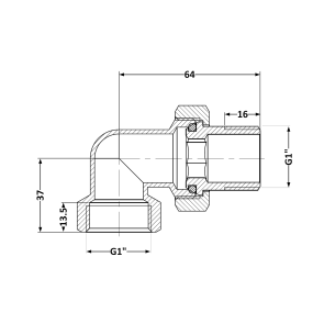 Згін-американка Thermo Alliance Standart 1"ВЗ нікель, кутовий TAS191W25 №6