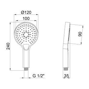 Лійка для ручного душу Qtap Rucni 120 мм округла QTRUCA120O3KBB Black Matt №2