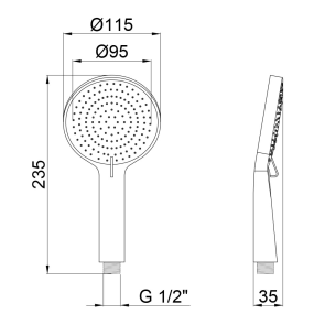 Лійка для ручного душу Qtap Rucni 115 мм округла QTRUCA116O3PBB Black Matt №1