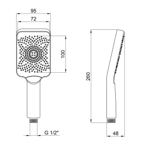 Qtap Rucni Лійка для ручного душу 145x90 мм прямокутна QTRUCA145S1GRP Graphite №1