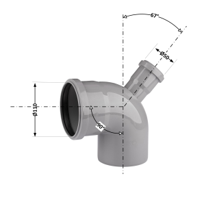 Отвод (колено) 110x90° с отводом 50х67° TA Sewage №2