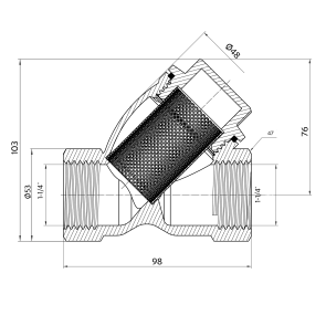 Фільтр грубої очистки Thermo Alliance Forte 1 1/4"ВВ нікель для води косий TAF124W32 №4
