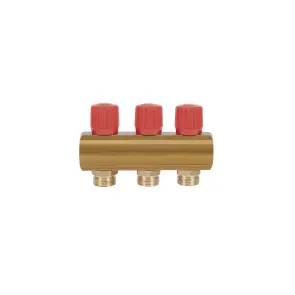 Коллектор Icma с регулировочными вентилями 1" 3 выхода №1105 (Red) №2