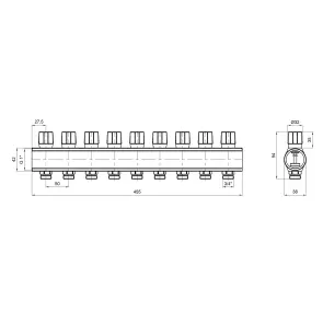Коллектор Icma с регулировочными вентилями 1" 9 выходов №1105 (Red) №2