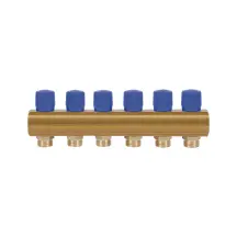 Коллектор Icma с регулировочными вентилями 1" 6 выходов №1105 (Blue)