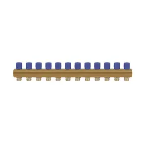 Коллектор Icma с регулировочными вентилями 1" 12 выходов №1105 (Blue) №1