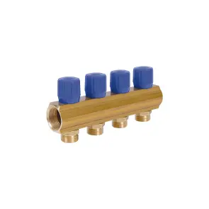 Коллектор Icma с регулировочными вентилями 1" 4 выхода №1105 (Blue) №5