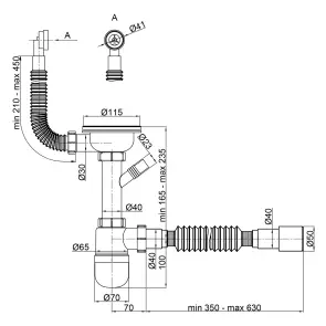 Сифон для кухонной мойки Lidz (WHI) 60 08 E001 01 ECO с круглым переливом (выход 50 мм) №7