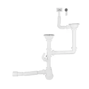 Сифон двойной для кухонной мойки Lidz (WHI) 60 05 M003 00 с отводом для стиральной машины (выход 50 мм) №10