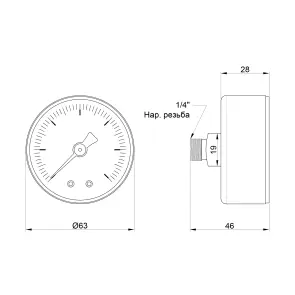 Манометр Icma 1/4" 0-6 бар, заднее подключение №243 №2