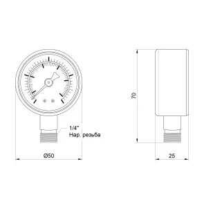 Манометр Thermo Alliance Standart 50 мм 1/4", нижнє підмикання SD1704B №2