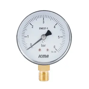 Манометр Icma 1/4" 0-10 бар, нижнє підключення №244 №1