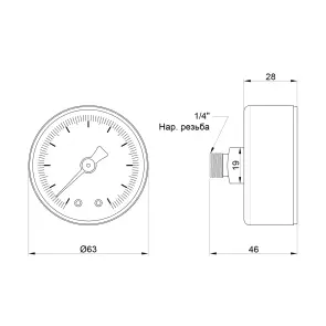 Манометр Icma 1/4" 0-10 бар, заднє підключення №243 №2