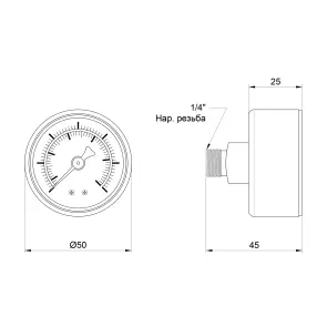 Манометр Thermo Alliance Standart 6 бар 1/4" , заднє підмикання SD1716B №2