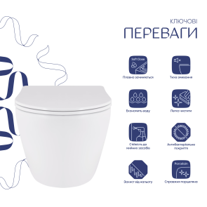 Унитаз подвесной Qtap Robin Mew безобедочный с сиденьем Soft-close QT13332381ASW №5
