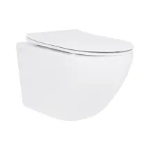 Унітаз підвісний Jay Rimless 485×360×320 мм, White, з сидінням Slim Duroplast/ Soft-close/ Quick Relase QT07335177RW Qtap