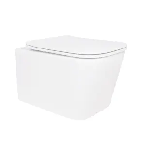 Унитаз подвесной Crow Rimless 485х340х330 мм, White, с сиденьем Slim Duroplast/ Soft-close/ Quick Release QT05335171RW Qtap №1