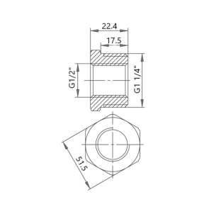 Футорка чугунная радиаторная 1" 1/4х1/2" ВЗ левая №2
