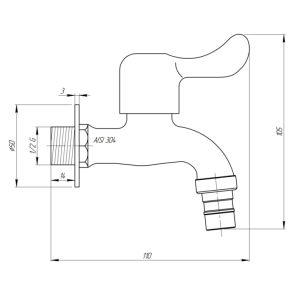 Кран шаровой для полива Thermo Alliance Standart 1/2" нерж. TAS348W15SS №2