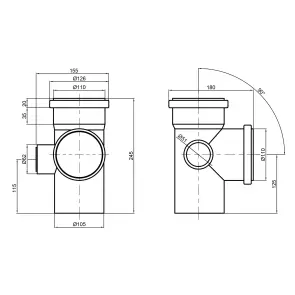 Хрестовина каналізаційна TA Sewage 110х110х110х50, 90° (ліва) №2