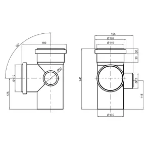 Крестовина канализационная TA Sewage 110х110х110х50, 90° (правая) №2