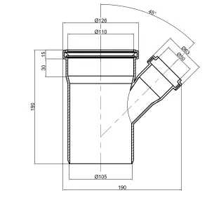 Трійник PPR каналізаційний TA Sewage 110х50х110, 45° №2